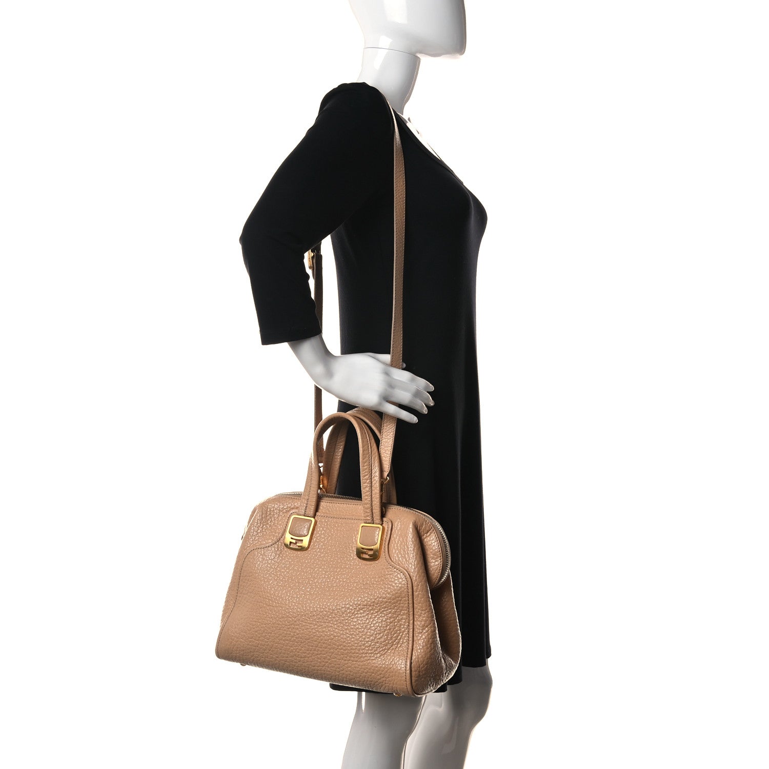 Fendi Pebbled Calfskin Small Chameleon Tote Beige 3 of 16