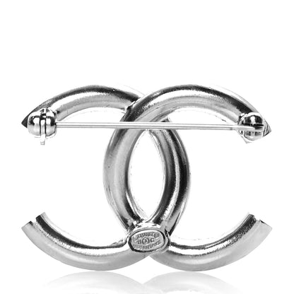 Chanel Resin Crystal CC Brooch Silver Yellow 3 of 4