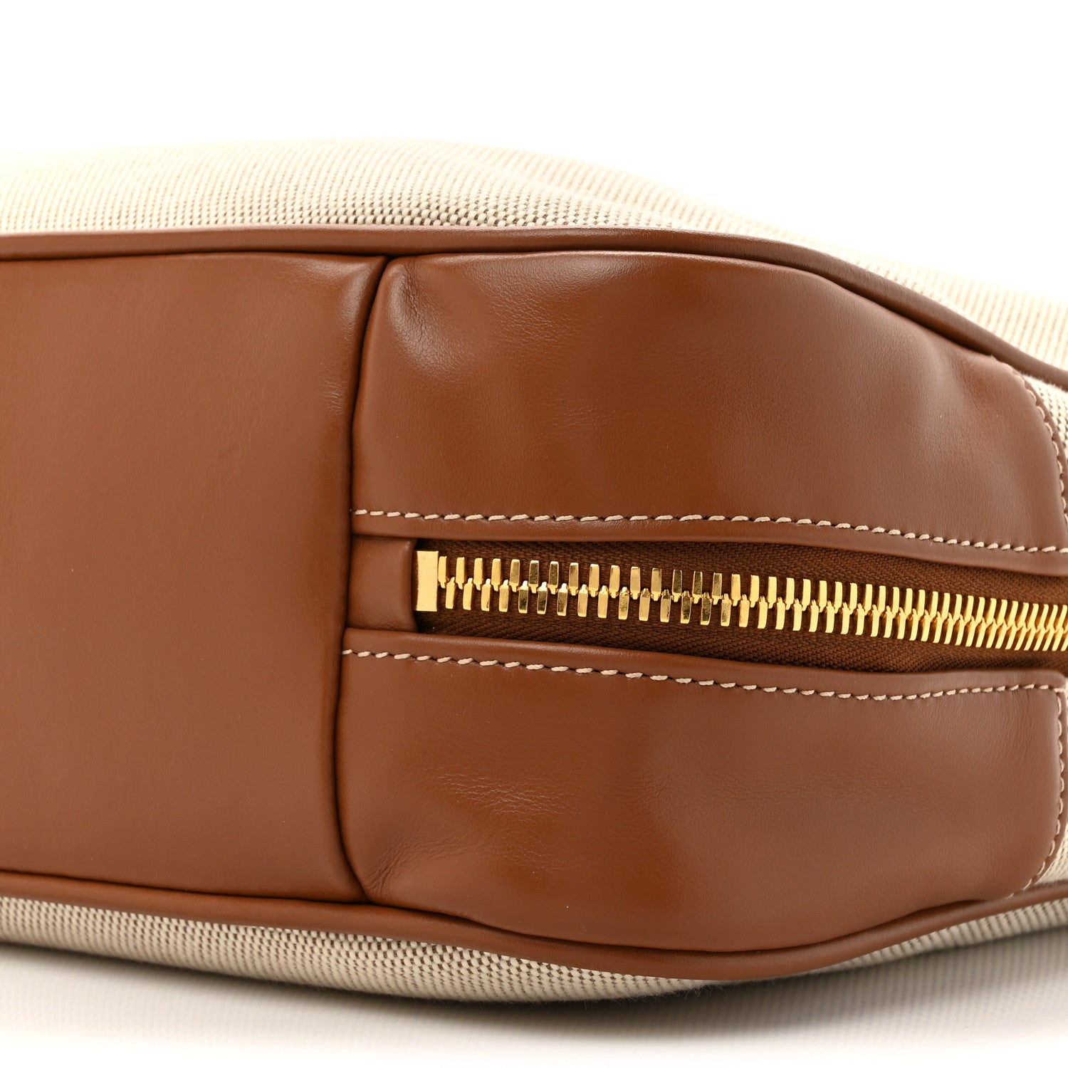 Miu Miu Canvas Calfskin Large Beau Top Handle Bag Naturale Brandy 8 of 9