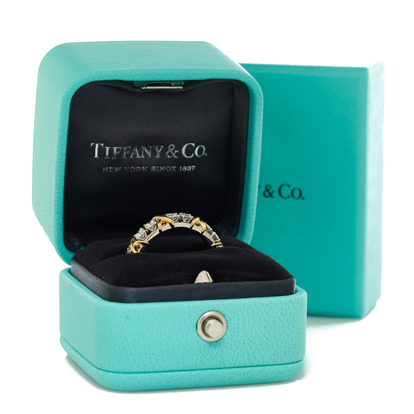 Platinum 18K Yellow Gold Diamond Schlumberger Sixteen Stone Ring 52 6