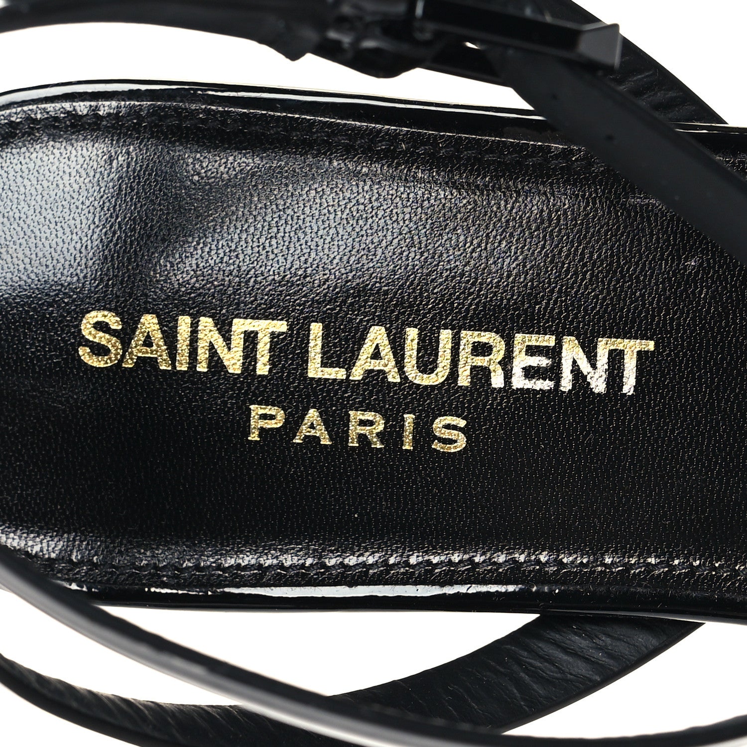Saint Laurent Patent Calfskin Tribute 05 Ankle Strap Sandals 36.5 Black 8 of 8