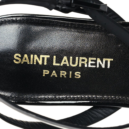 Saint Laurent Patent Calfskin Tribute 05 Ankle Strap Sandals 36.5 Black 8 of 8