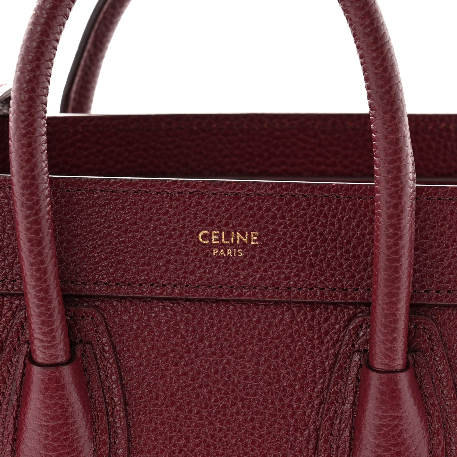 Celine Drummed Calfskin Nano Luggage Burgundy 9 of 12