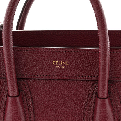 Celine Drummed Calfskin Nano Luggage Burgundy 9 of 12