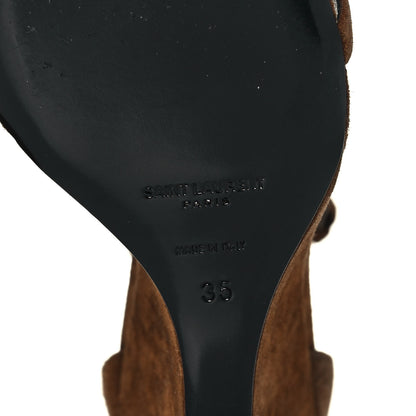 Saint Laurent Suede Lila Wedge Sandals 35 Brown 6 of 8