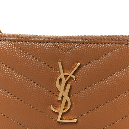 Saint Laurent Monogram Grain de Poudre 5 Fragments Zip Pouch Card Holder Dark Natural 8 of 8
