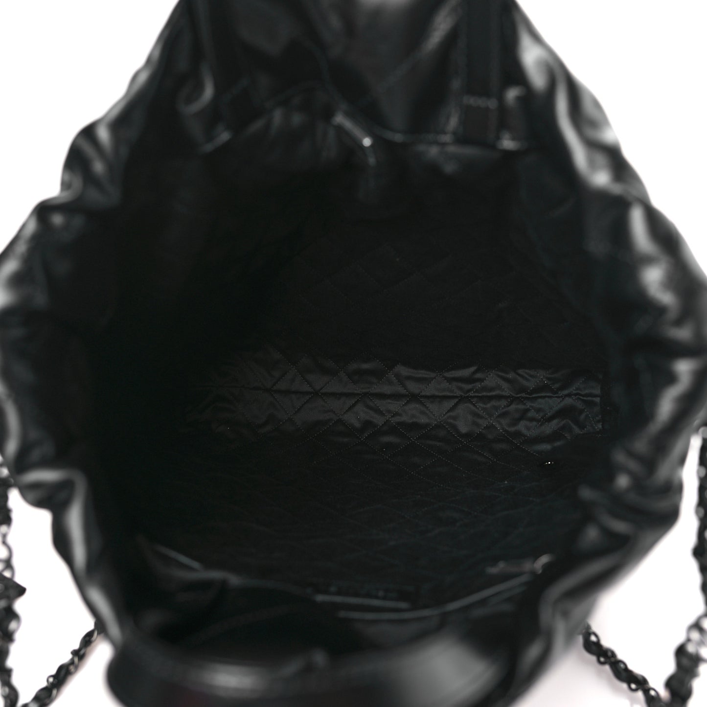 Shiny Calfskin Quilted Chanel 22 Backpack So Black