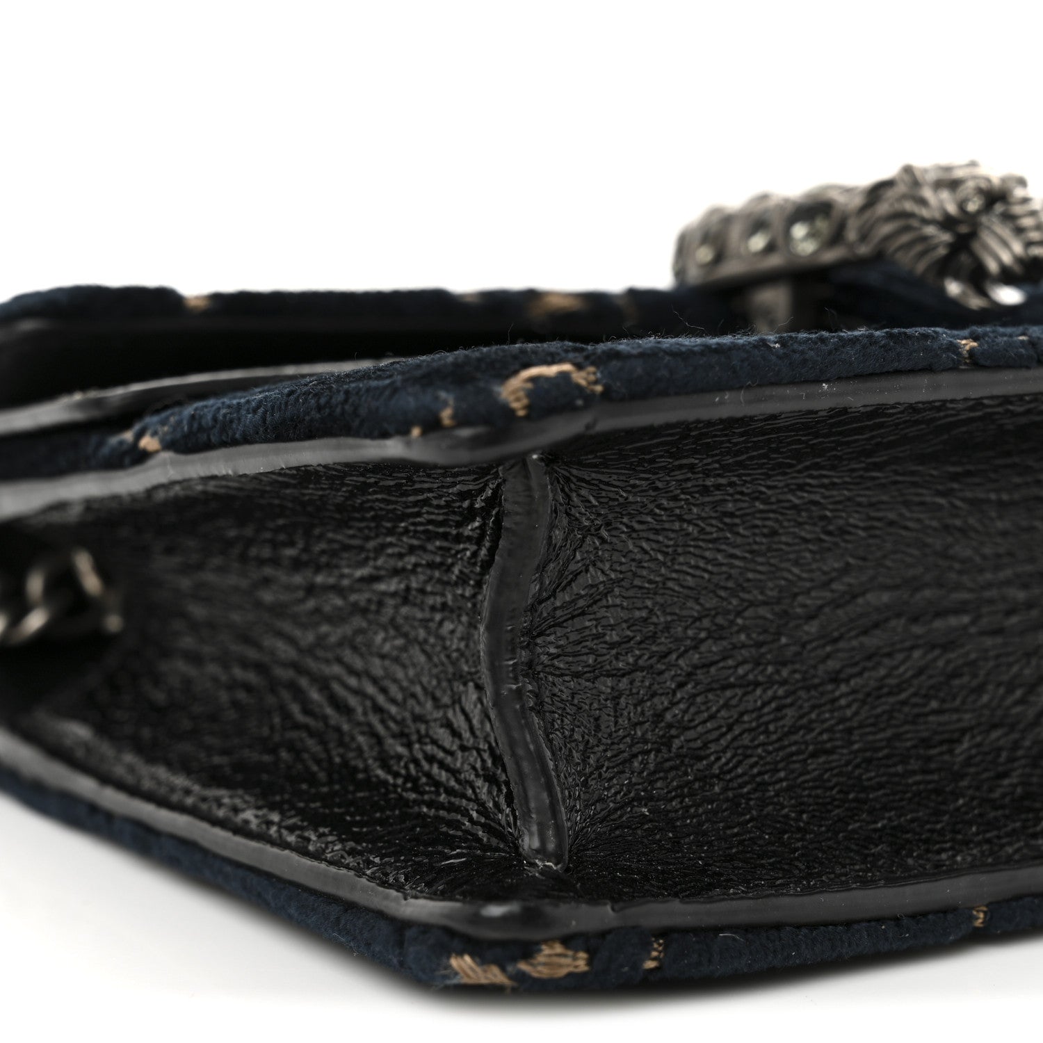 Gucci Velvet GG Monogram Super Mini Dionysus Shoulder Bag Blue Beige Black 8 of 9