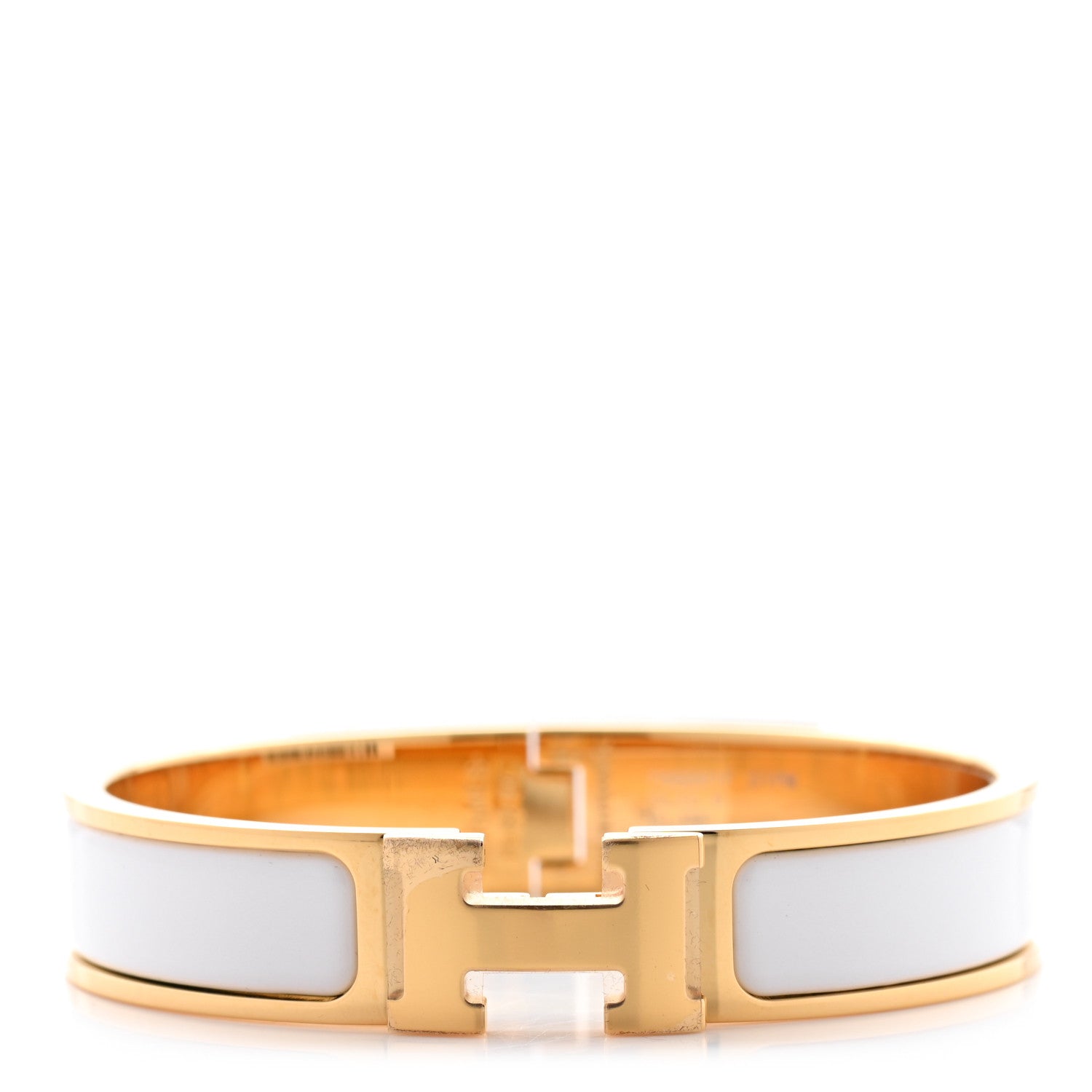 Hermes Enamel Narrow Clic Clac H Bracelet PM White 1 of 6
