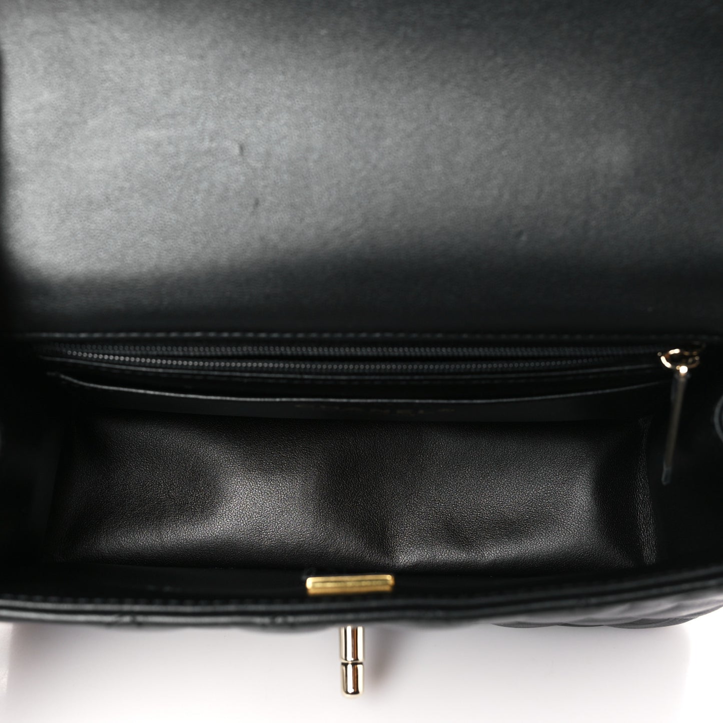 Lambskin Quilted Mini Top Handle Rectangular Flap Black