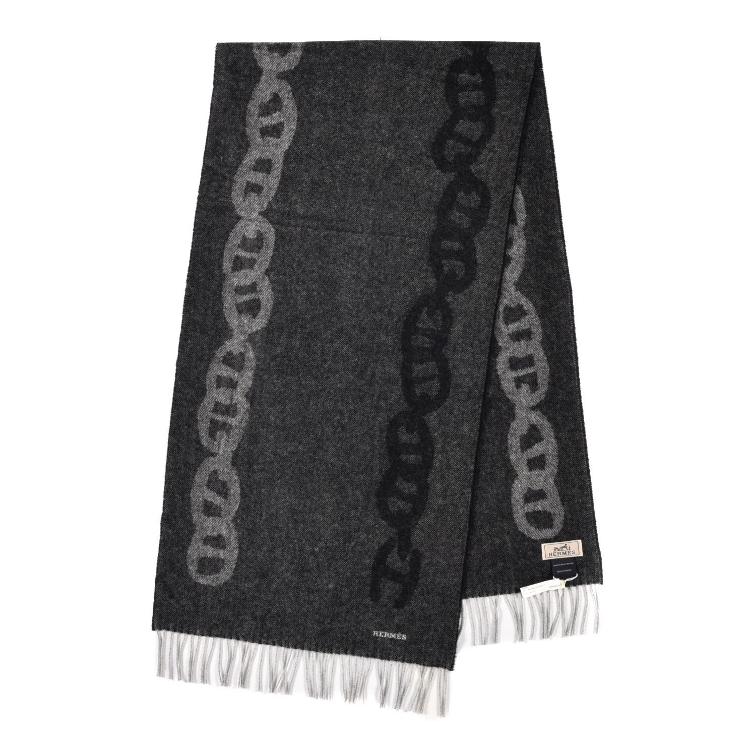 Hermes Cashmere Crazy Chain Muffler Anthracite Flanelle 1 of 4