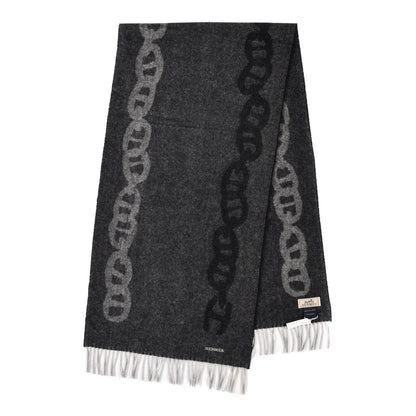 Hermes Cashmere Crazy Chain Muffler Anthracite Flanelle 1 of 4