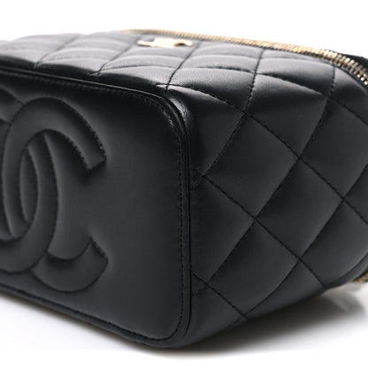 Chanel Lambskin Quilted Small Top Handle Vanity Case With Chain Black 10 of 11