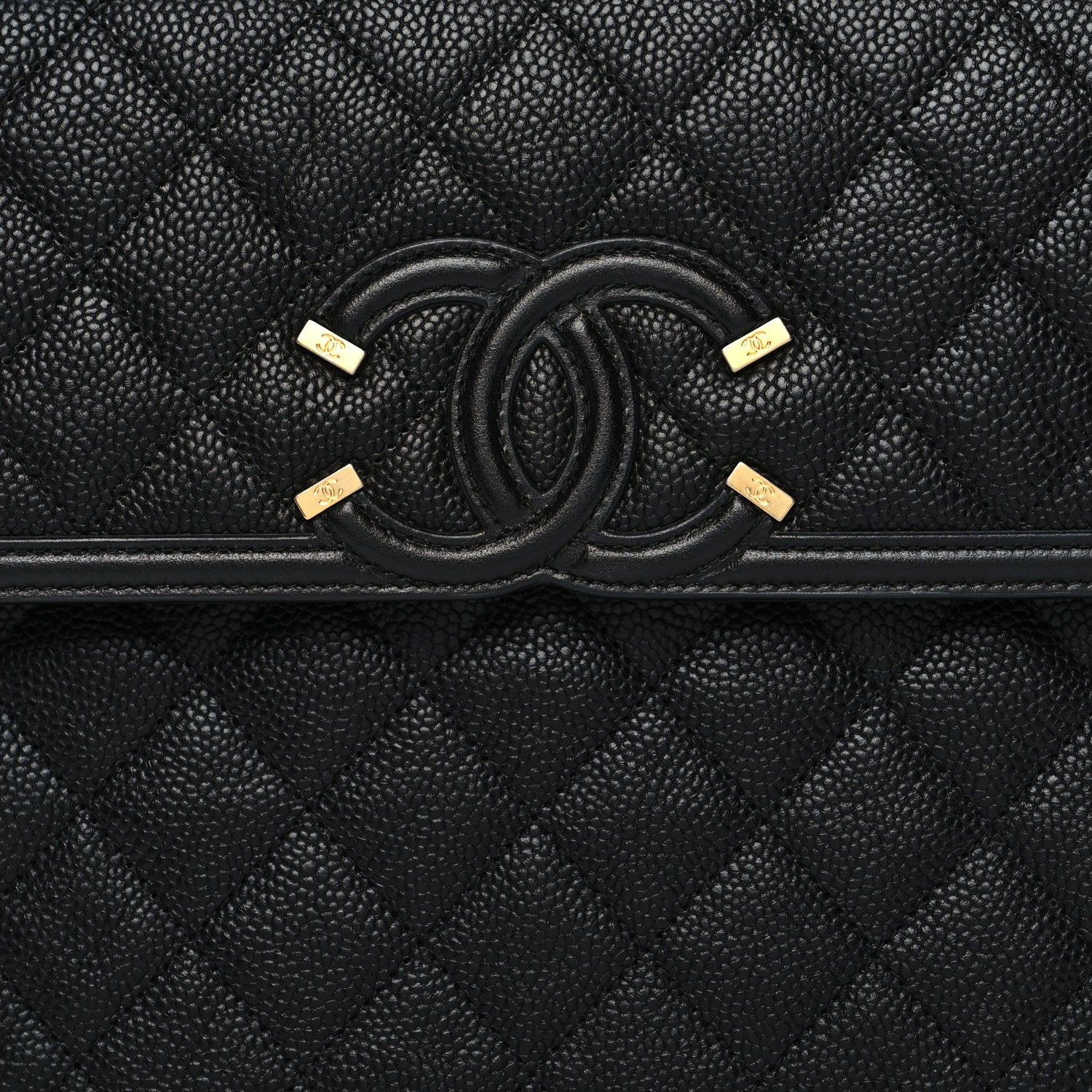 Chanel Caviar Quilted Filigree Flap Pouch Black 8 of 11