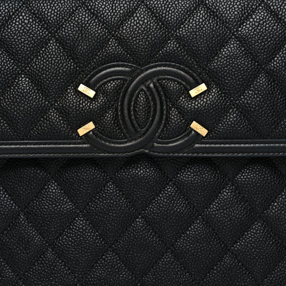 Chanel Caviar Quilted Filigree Flap Pouch Black 8 of 11