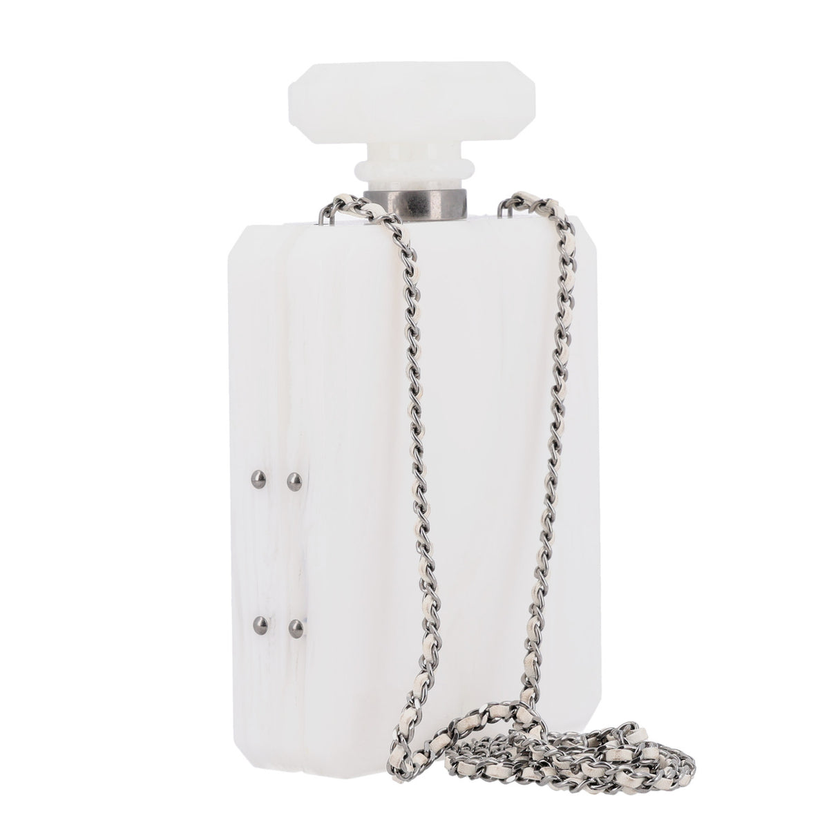 Marbled Plexiglass Buonasera Perfume Bottle Clutch White