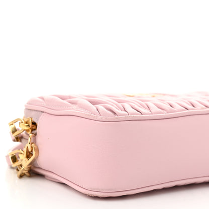 Miu Miu Nappa Matelasse Double Zip Chain Shoulder Bag Alabastro 9 of 12
