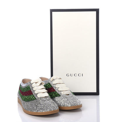 Gucci Glitter Fabric Web Mens Falacer Sneakers 9 Silver 11 of 11