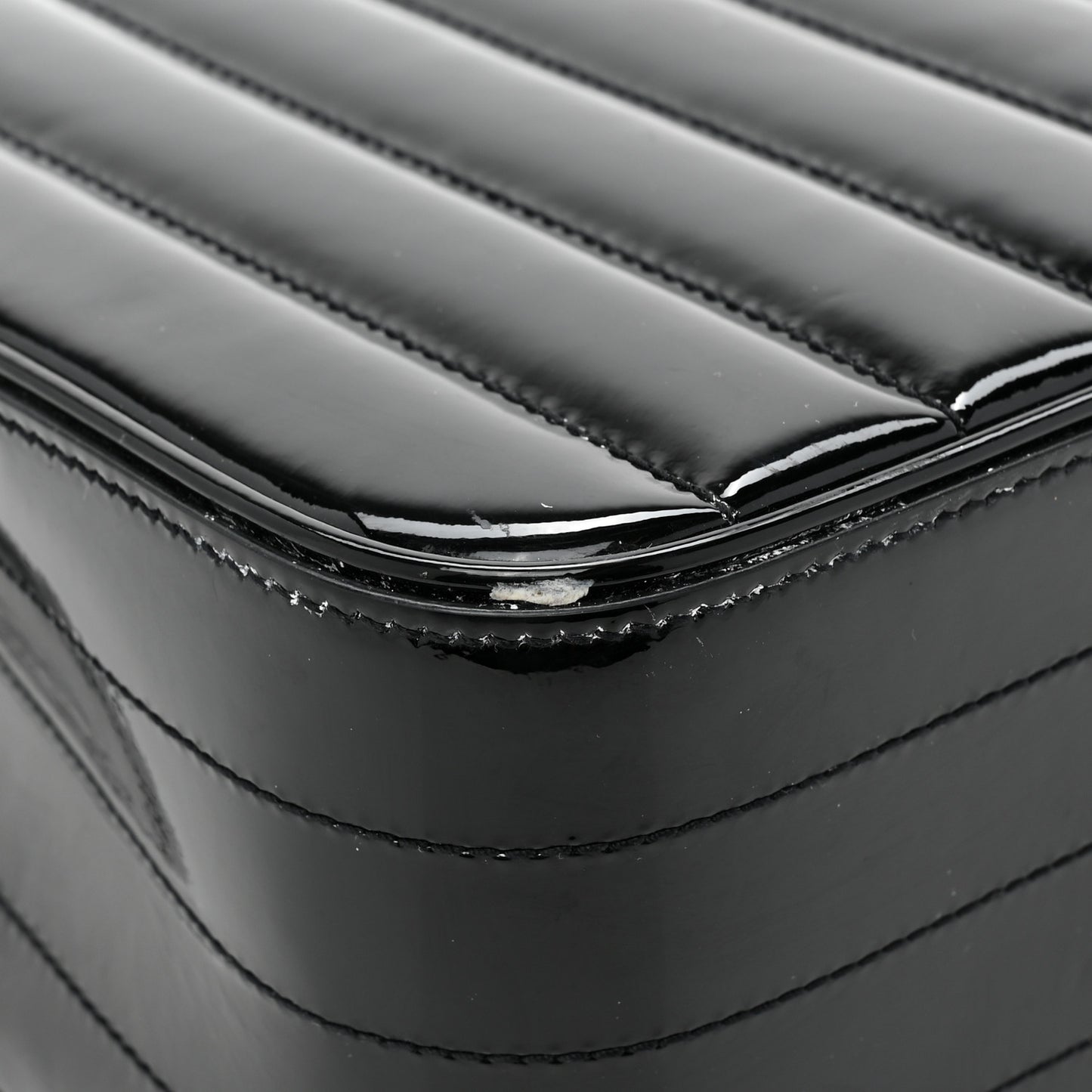 Patent Matelasse Monogram Large Vicky Chain Bag Black