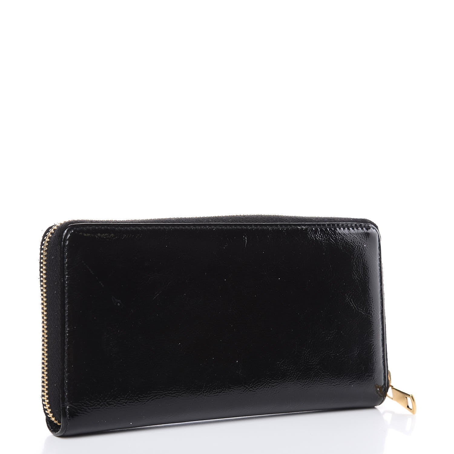 Saint Laurent Patent Y Mail Zip Around Wallet Black 3 of 12
