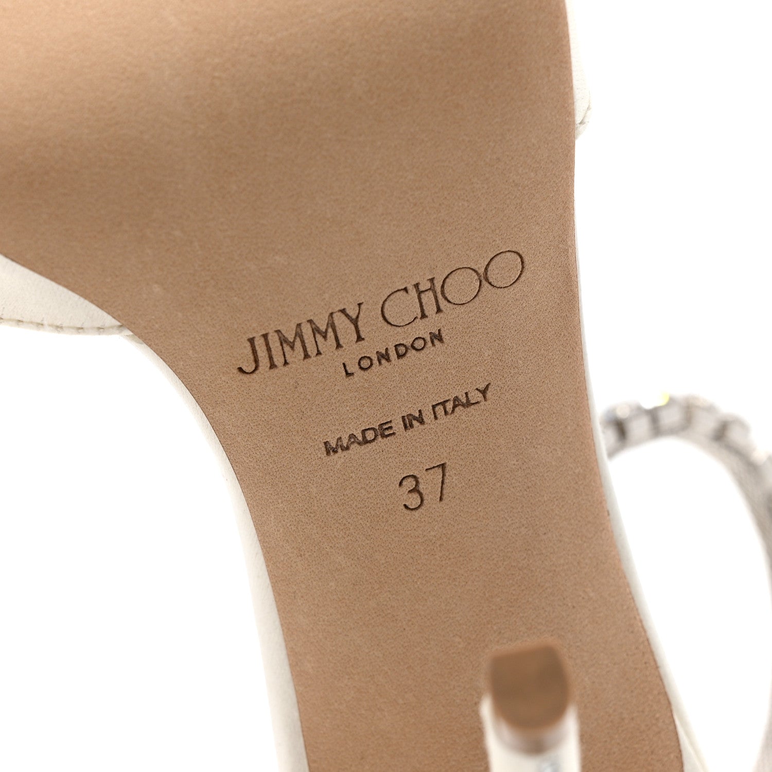 Jimmy Choo Satin Crystal Saeda 100 Sandals 37 White 8 of 10