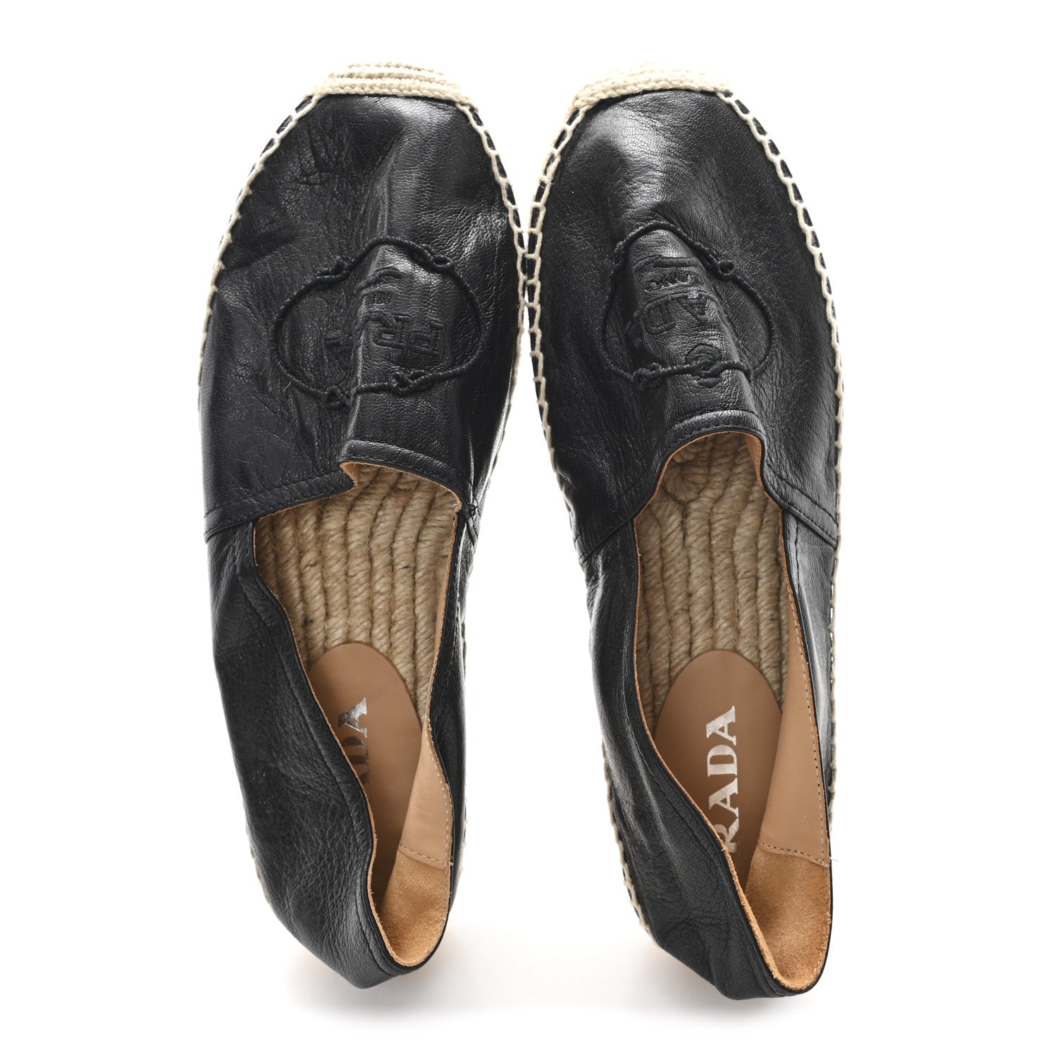 Prada Nappa Embroidered Logo 20mm Espadrilles 39 Black 2 of 9