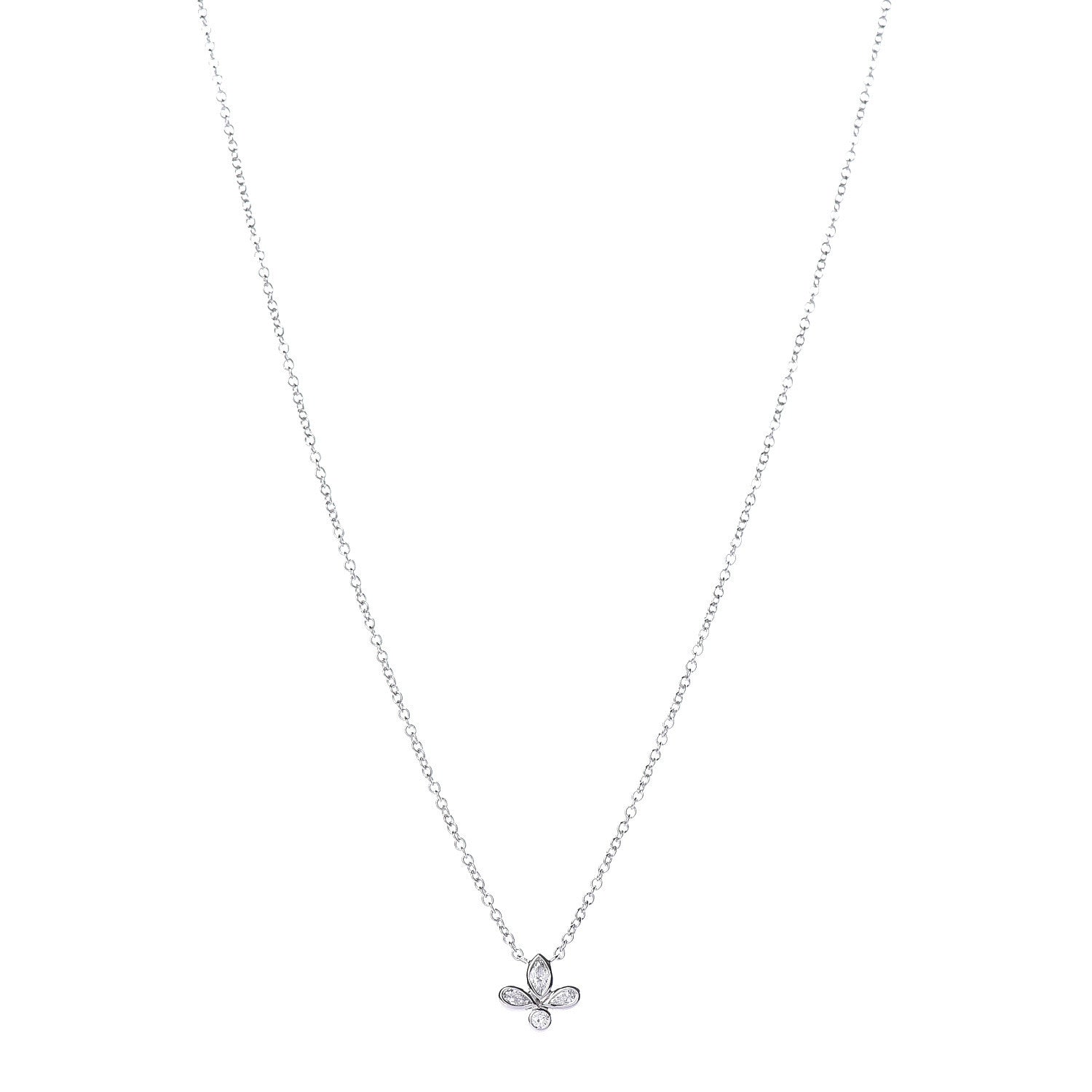 Tiffany Platinum Diamond Fleur de Lis Pendant Necklace 1 of 7