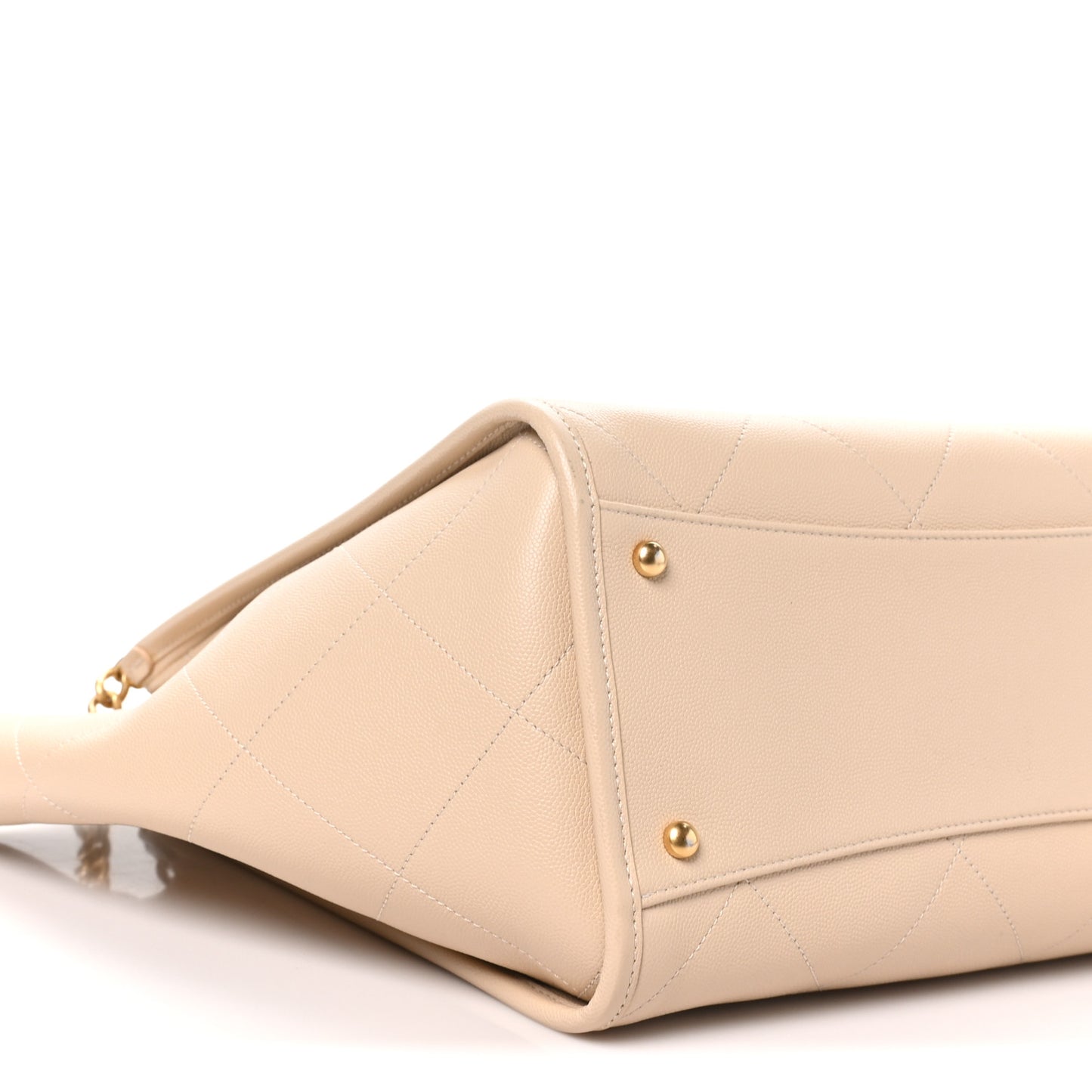 Caviar Stitched Pocket CC Large Tote Light Beige