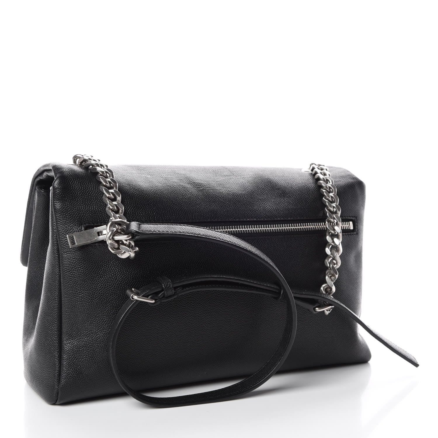 Saint Laurent Grain De Poudre Medium West Hollywood Monogram Fold-Over Black 3 of 16