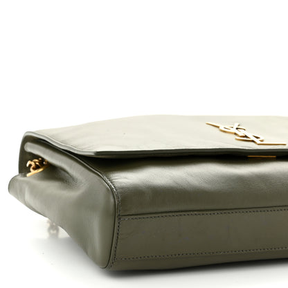 Saint Laurent Smooth Calfskin Suede Medium Reversible Monogram Kate Satchel Olive 9 of 12