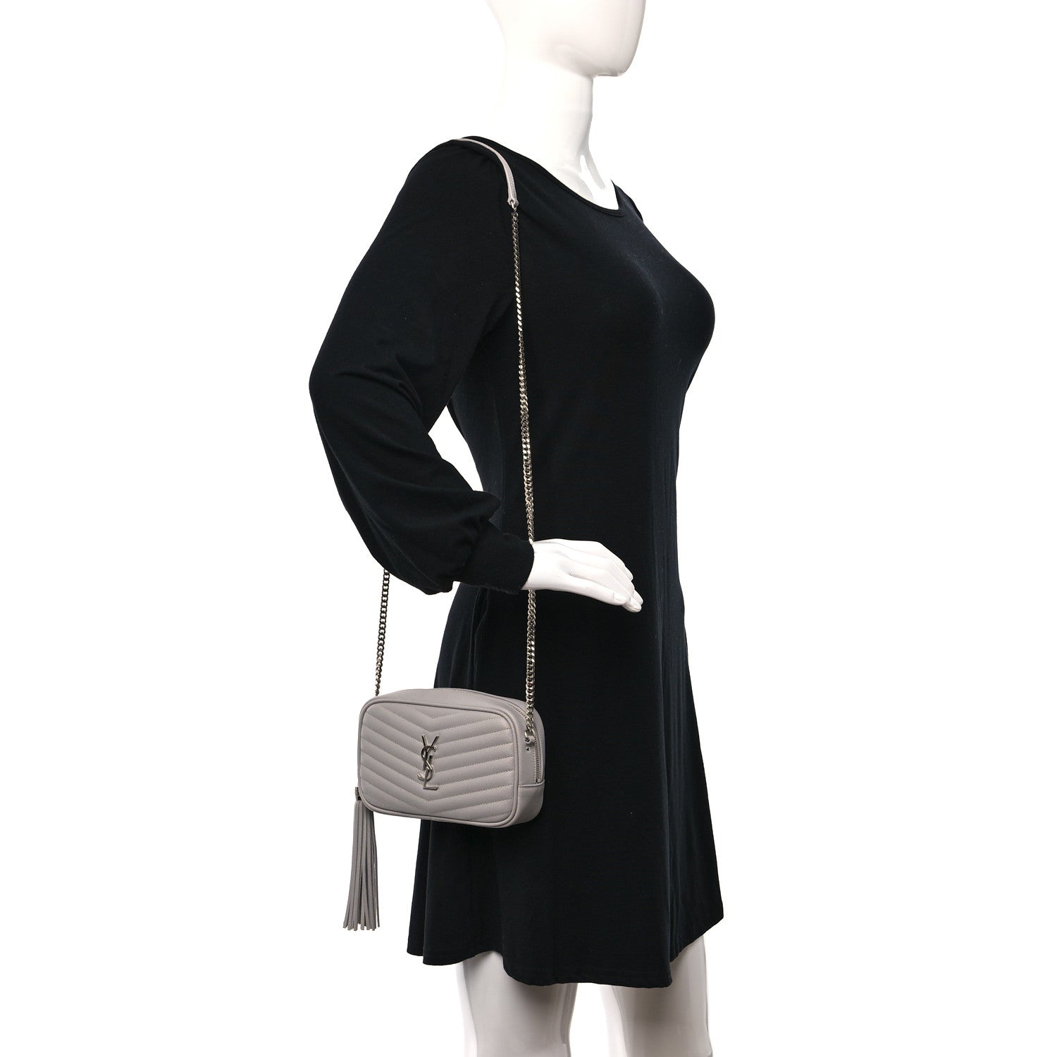 Saint Laurent Grain De Poudre Matelasse Monogram Mini Lou Camera Bag Granite 2 of 10