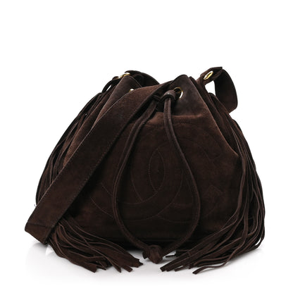 Chanel Suede Drawstring Tassel Bucket Bag Brown 1 of 14