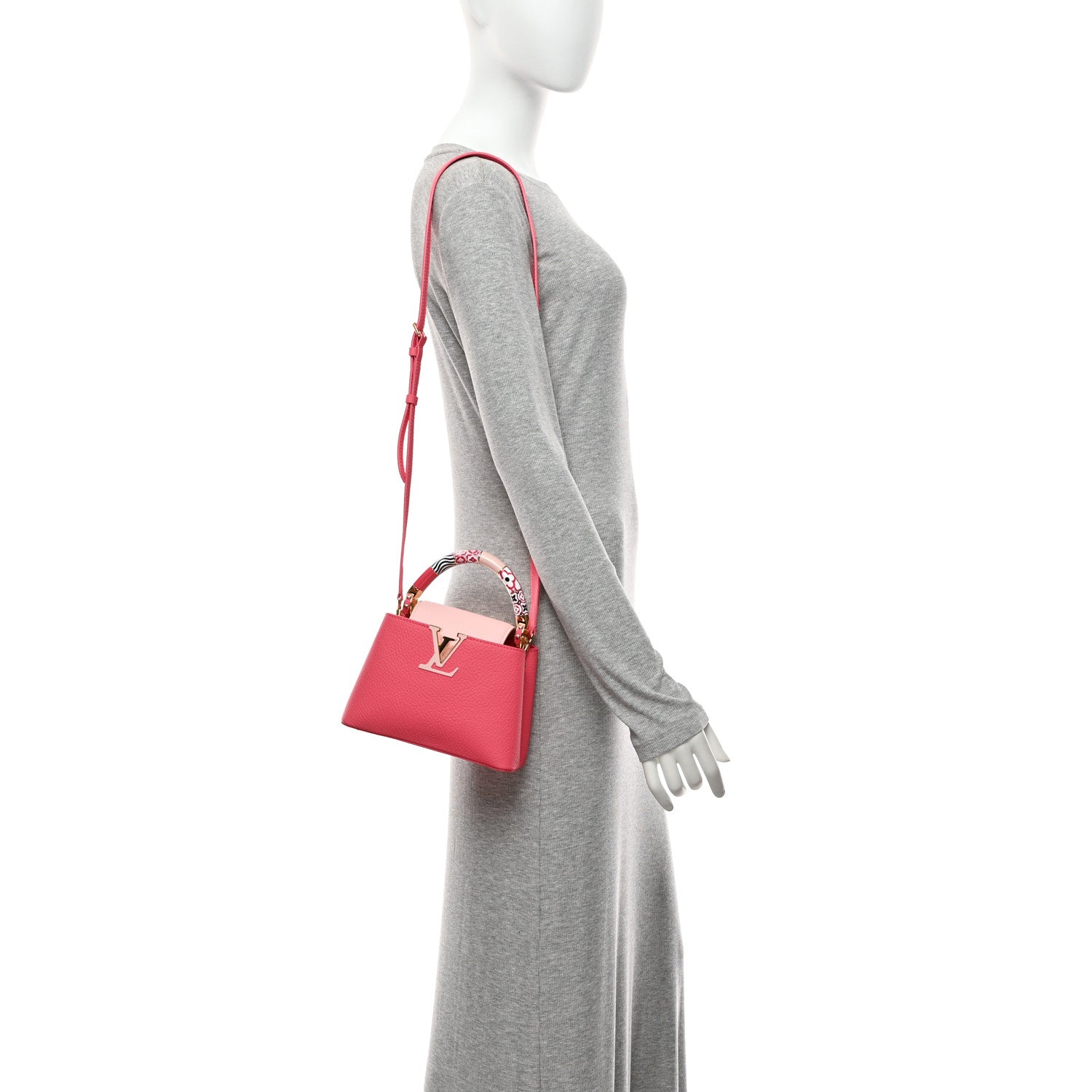 Louis Vuitton Taurillon Monogram Tile Capucines Mini Dragonfruit Ballet Pink 2 of 9