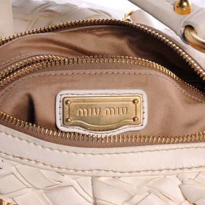 Miu Miu Woven Leather Fringe Hobo 7 of 9