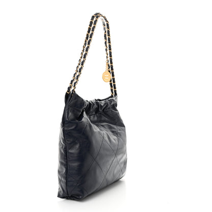 Chanel Shiny Calfskin Quilted Small Chanel 22 Navy 4 of 12