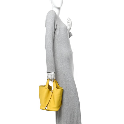 Hermes Taurillon Clemence Picotin Lock 22 MM  Jaune De Naples 2 of 9