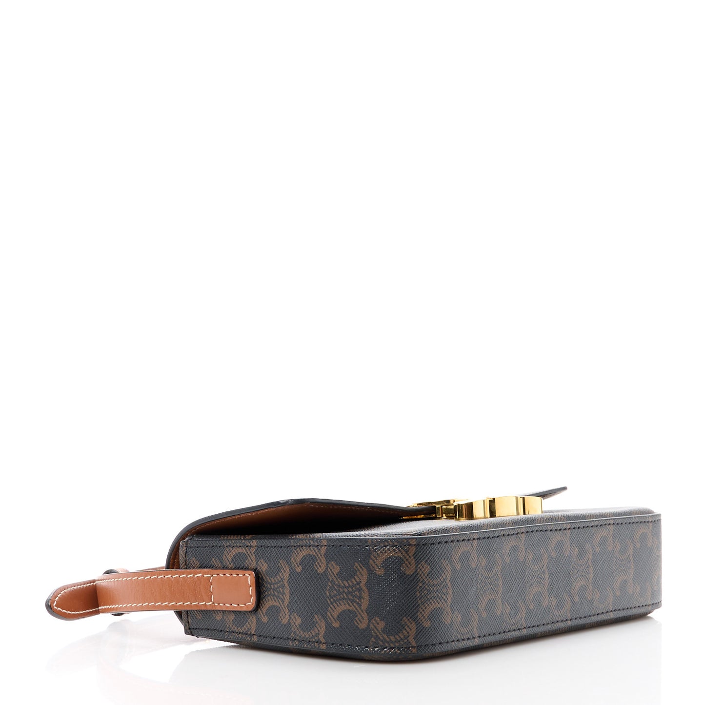 Canvas Calfskin Triomphe Shoulder Bag Tan