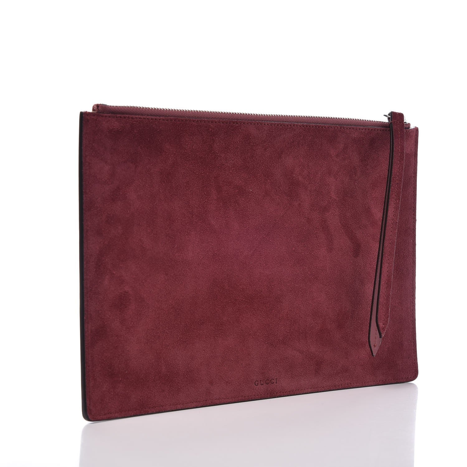 Gucci GG Supreme Monogram Blooms Suede Large Zip Pouch Beige Multicolor Dry Rose 3 of 7