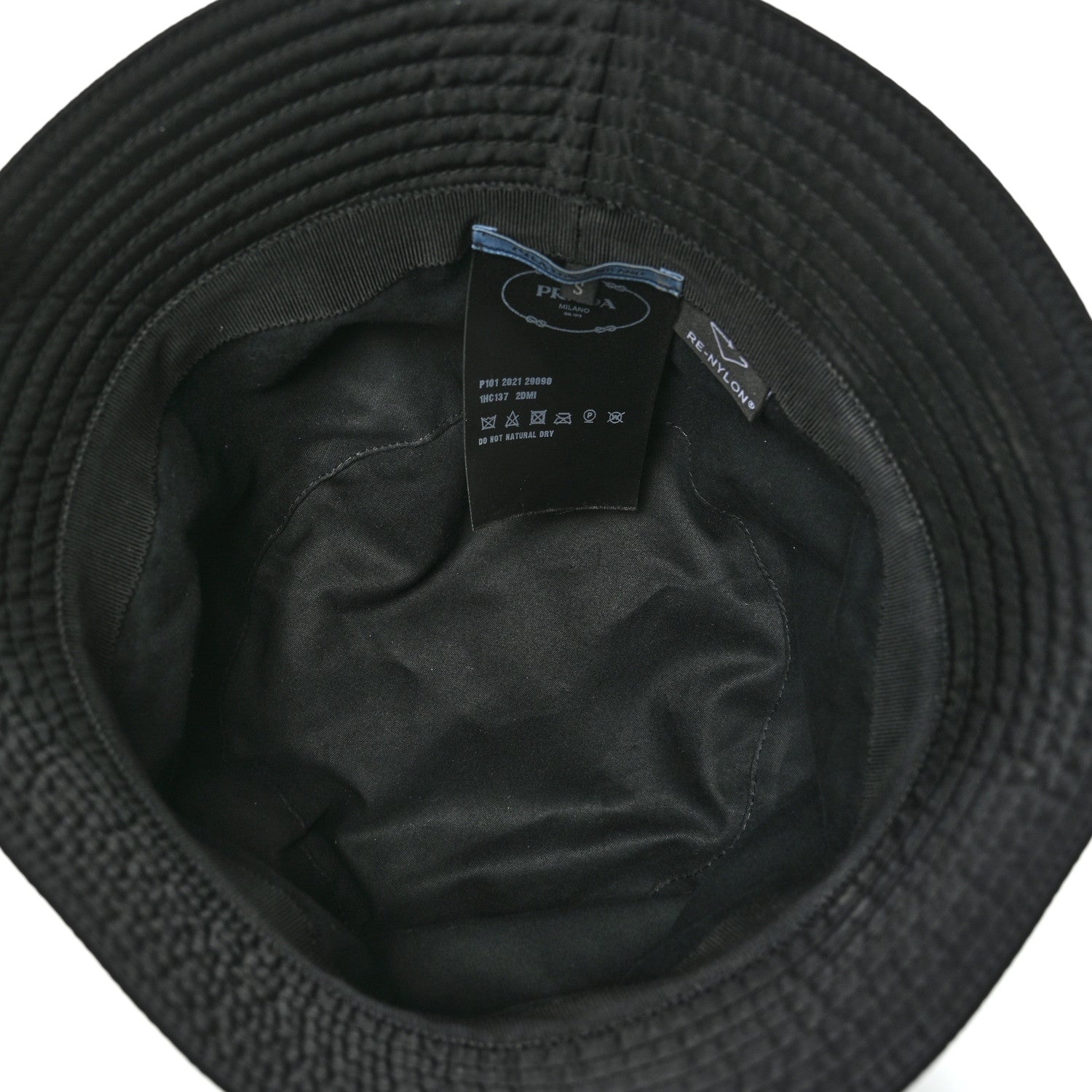 Prada Re-Nylon Metal Triangle Logo Womens Bucket Hat S Black 7 of 9