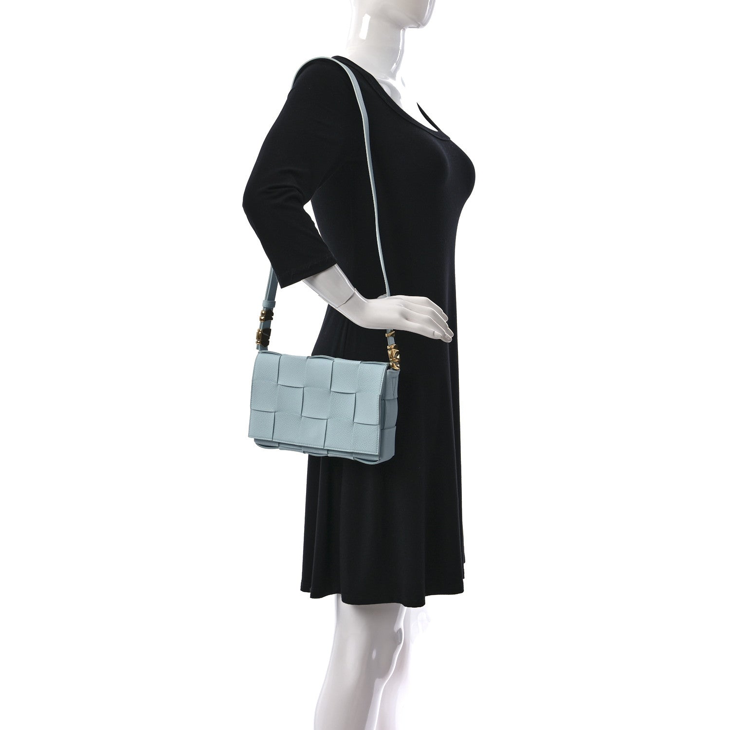 Bottega Veneta Grained Calfskin Maxi Intrecciato Cassette Crossbody Bag Pale Blue 2 of 10