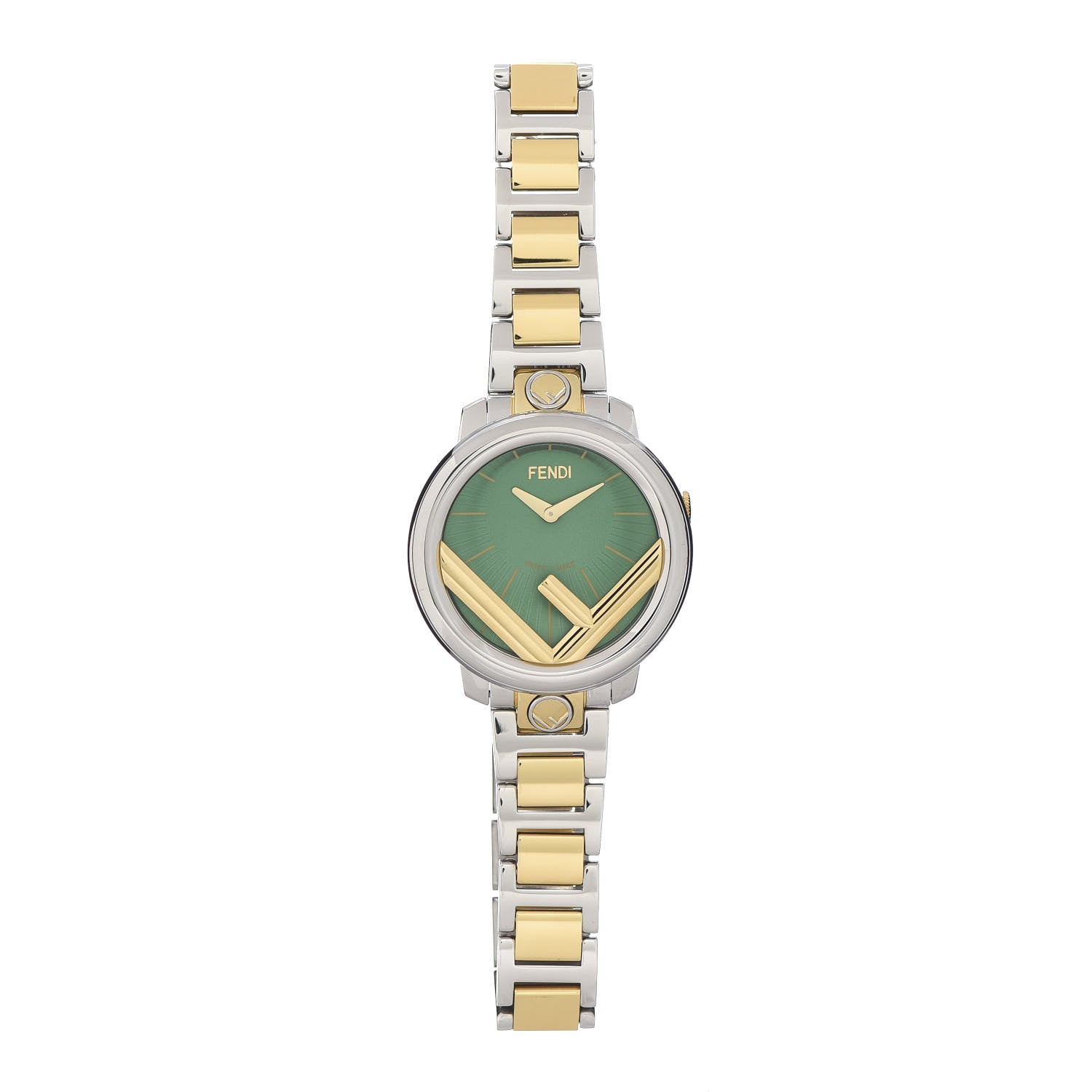 Fendi Stainless Steel 28mm Run Away Two Tone Quartz Watch Green 1 of 6
