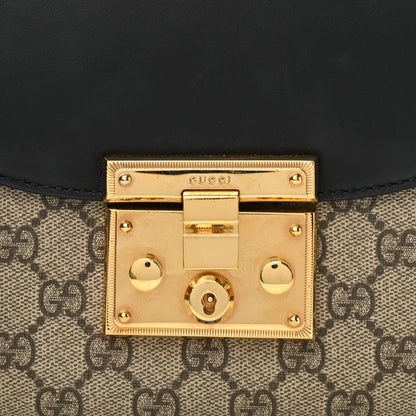 Gucci GG Supreme Monogram Web Medium Padlock Messenger Shoulder Bag Black 8 of 12