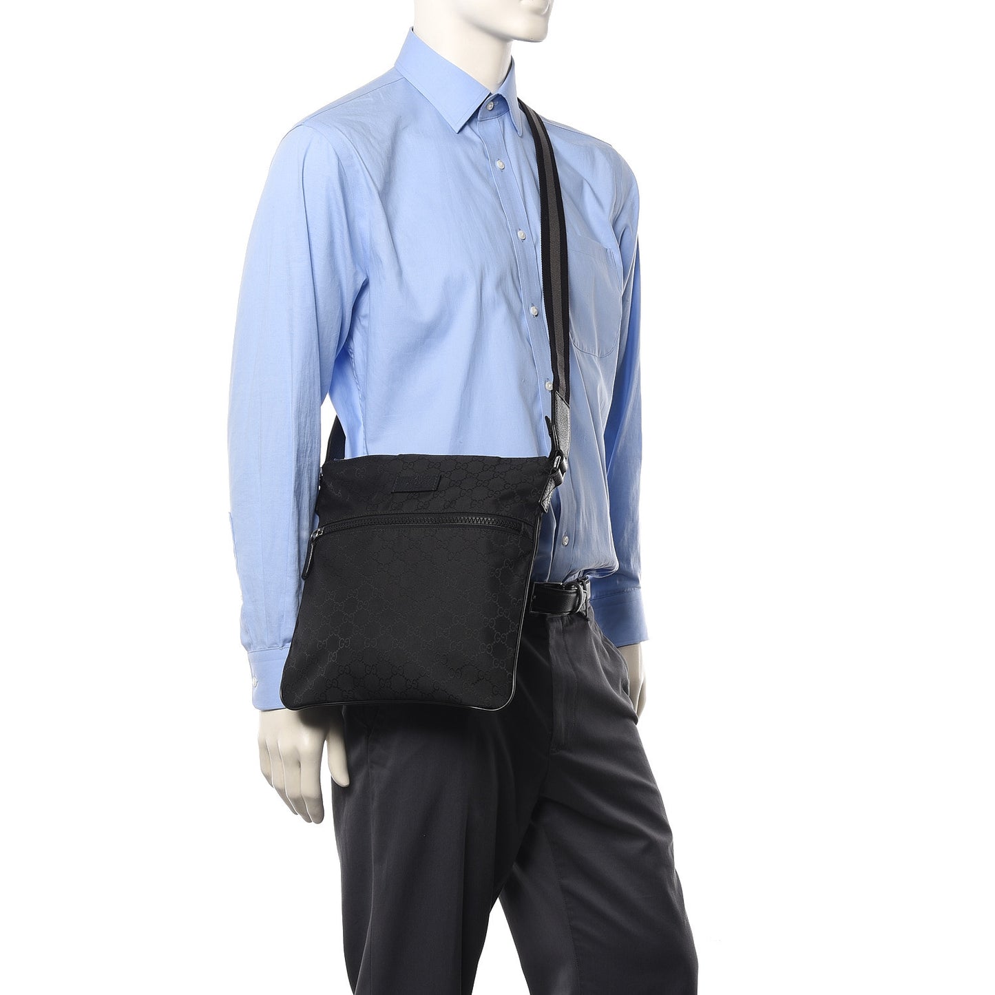 Nylon Monogram Small Flat Messenger Bag Black