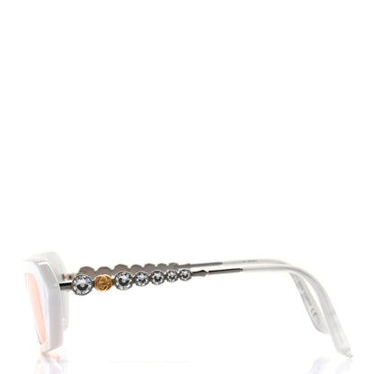 Gucci Acetate Crystal Embellished Rectangle Sunglasses GG0642S White 3 of 7