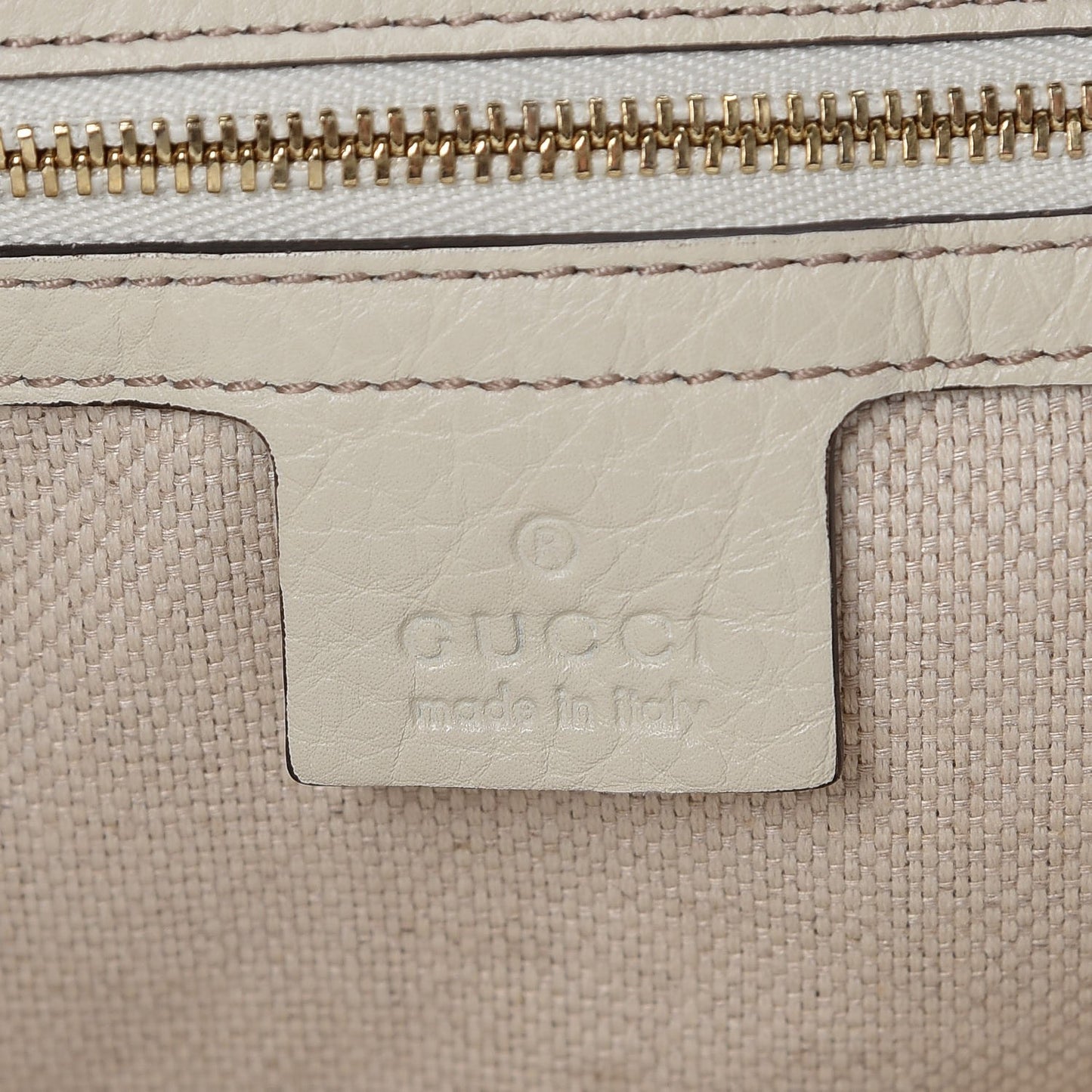 Pebbled Calfskin Large Soho Top Handle Bag Off White