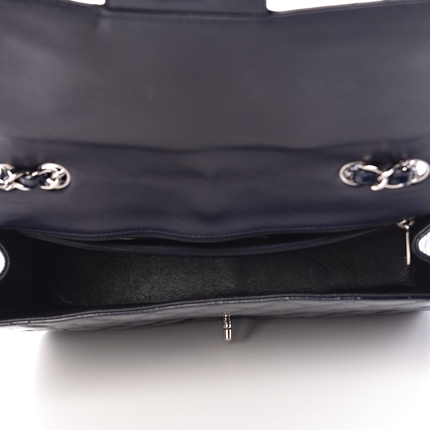 Distressed Patent Quilted Jumbo Single Flap Navy