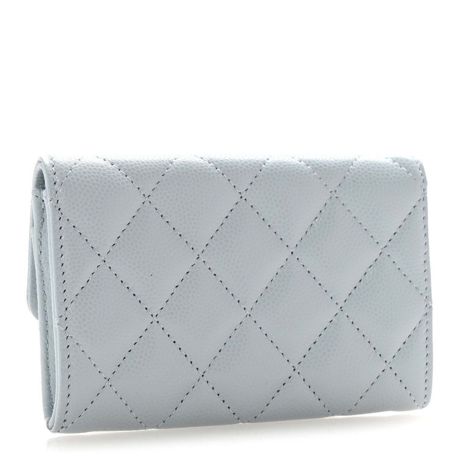 Chanel Caviar Quilted Crystal CC Flap Card Holder Light Blue 3 of 8