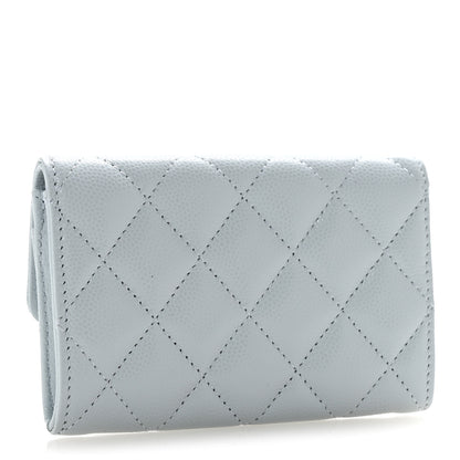 Chanel Caviar Quilted Crystal CC Flap Card Holder Light Blue 3 of 8