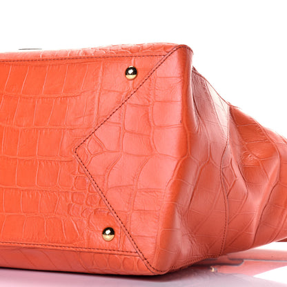 MCM Calfskin Crocodile Embossed Tote Orange 9 of 9