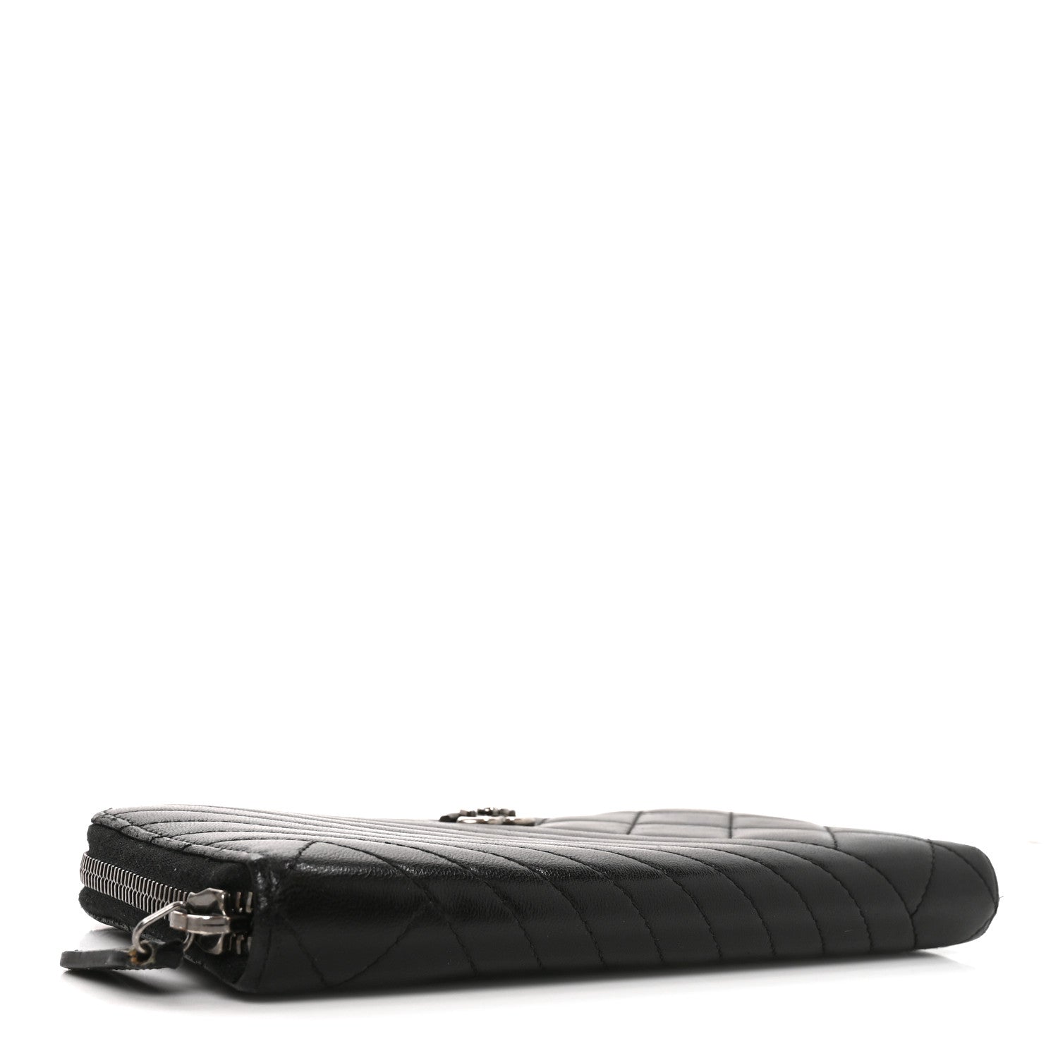 Chanel Glazed Calfskin Quilted Small Coco Boy Zip Around Wallet Black 4 of 8